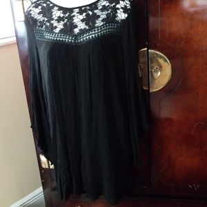 black crochet top dress, size large